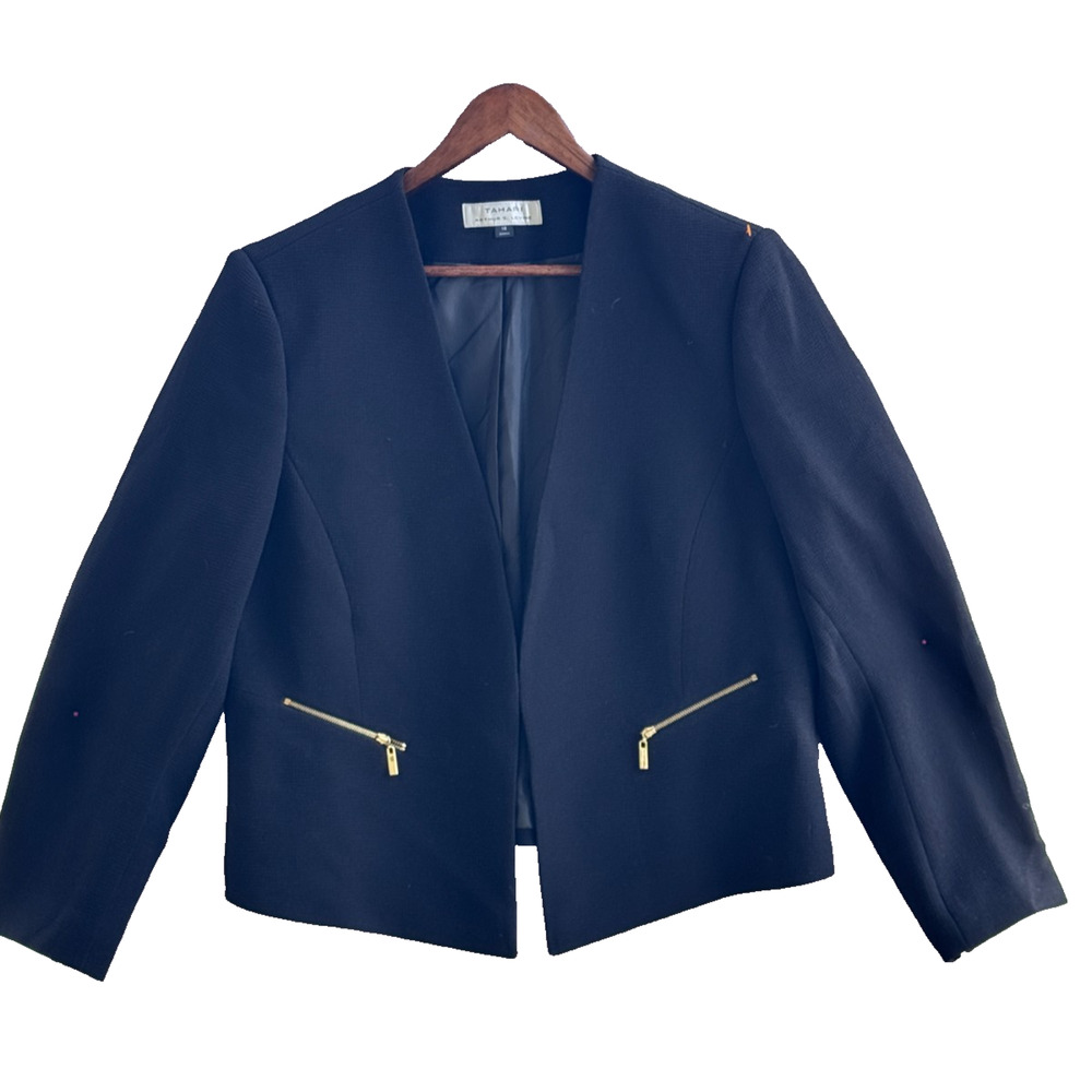 Tahari Black Blazer Jacket 18 formal business corpcore